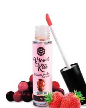 Lip Gloss Vibrant Kiss Secret Play – Sabor Chiclete de Morango 6g